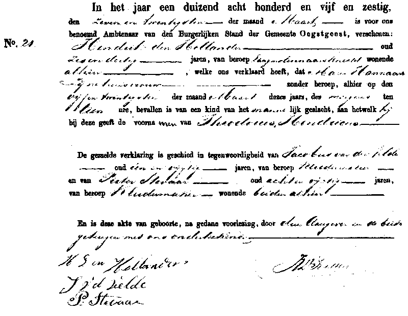 18650327 geb akte 21 Theodorus H zv H d Hollander - M Hannaart